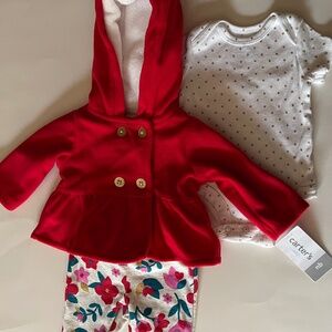 3 Piece Carter’s Newborn Hooded Jacket Set  NEW
